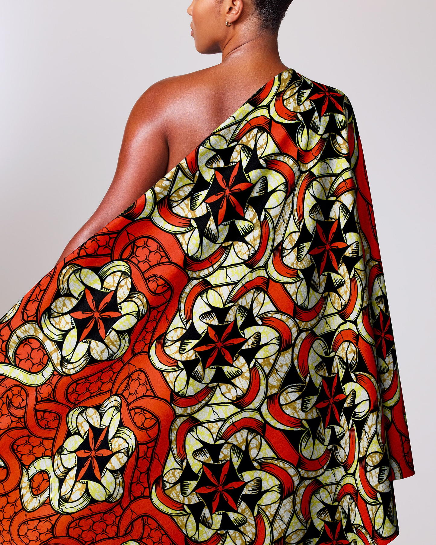 Vibrant red black cream-colored african super-wax vls8270.007
