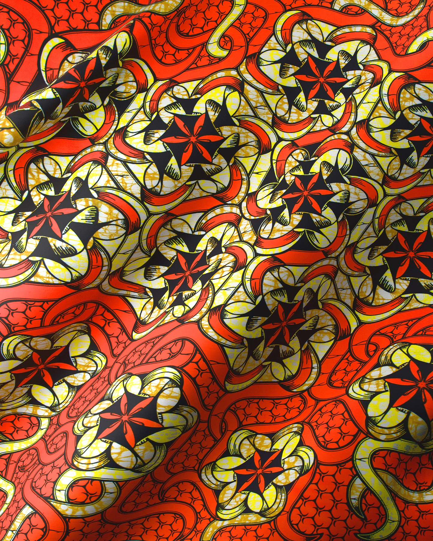 Vibrant red black yellow patterned super-wax vls8270.007