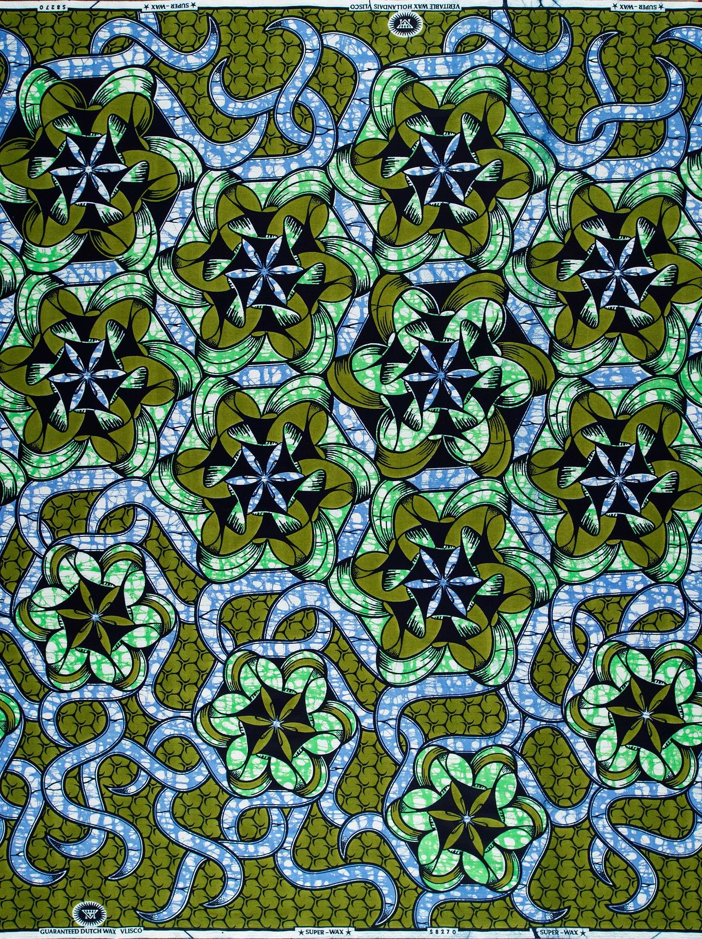 Vibrant green blue patterned african super-wax vls8270.009