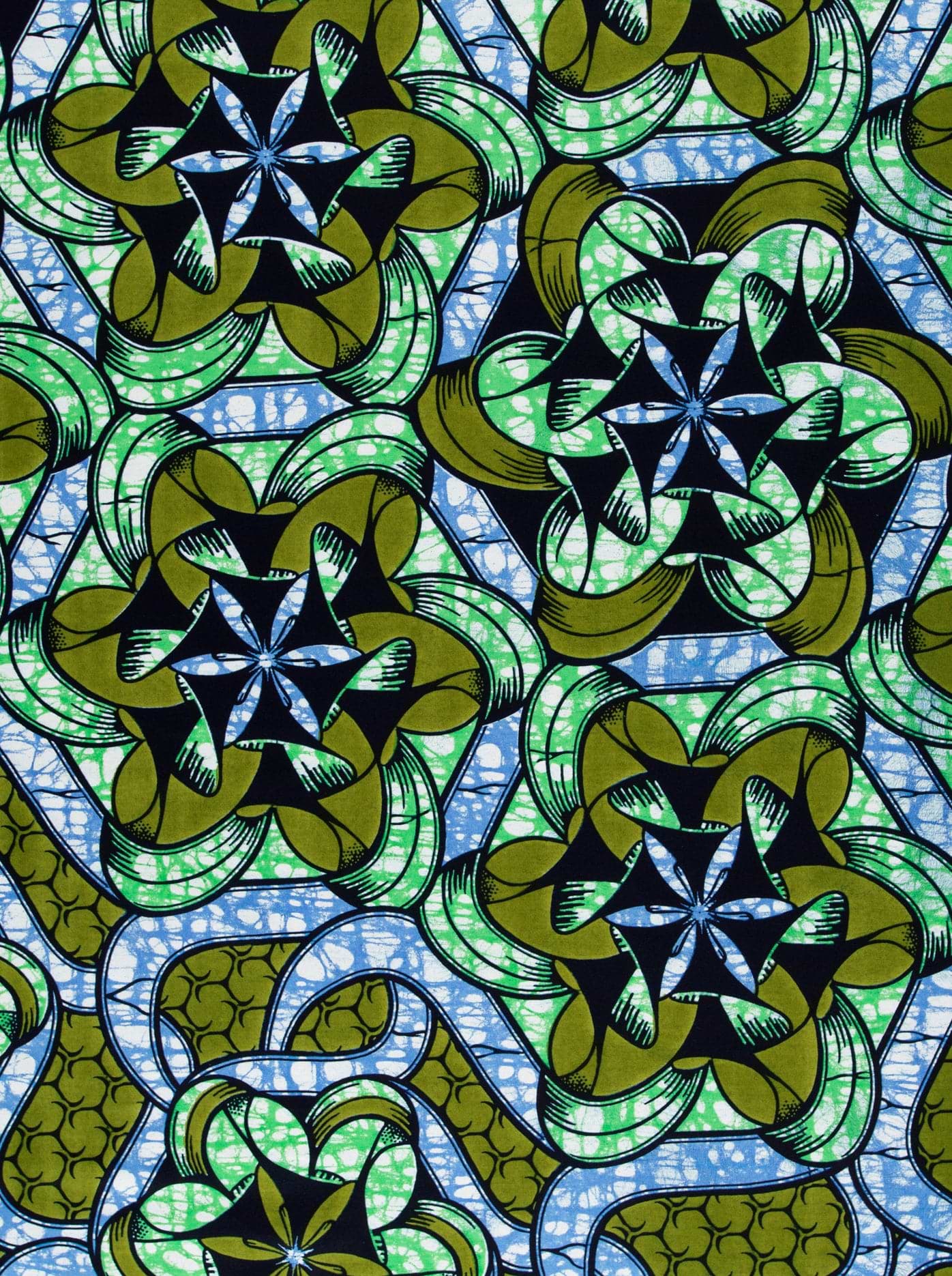 Vibrant green blue patterned african super-wax vls8270.009