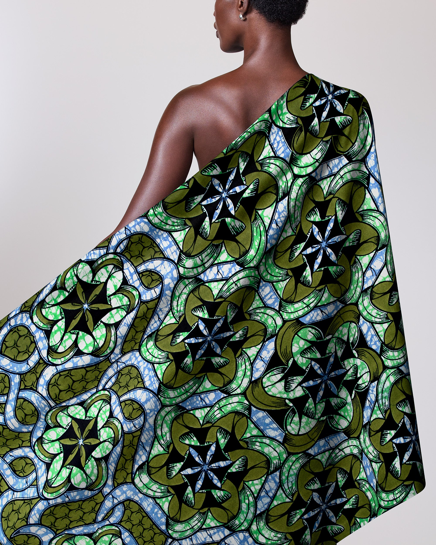 Vibrant green blue patterned fabric super-wax vls8270.009