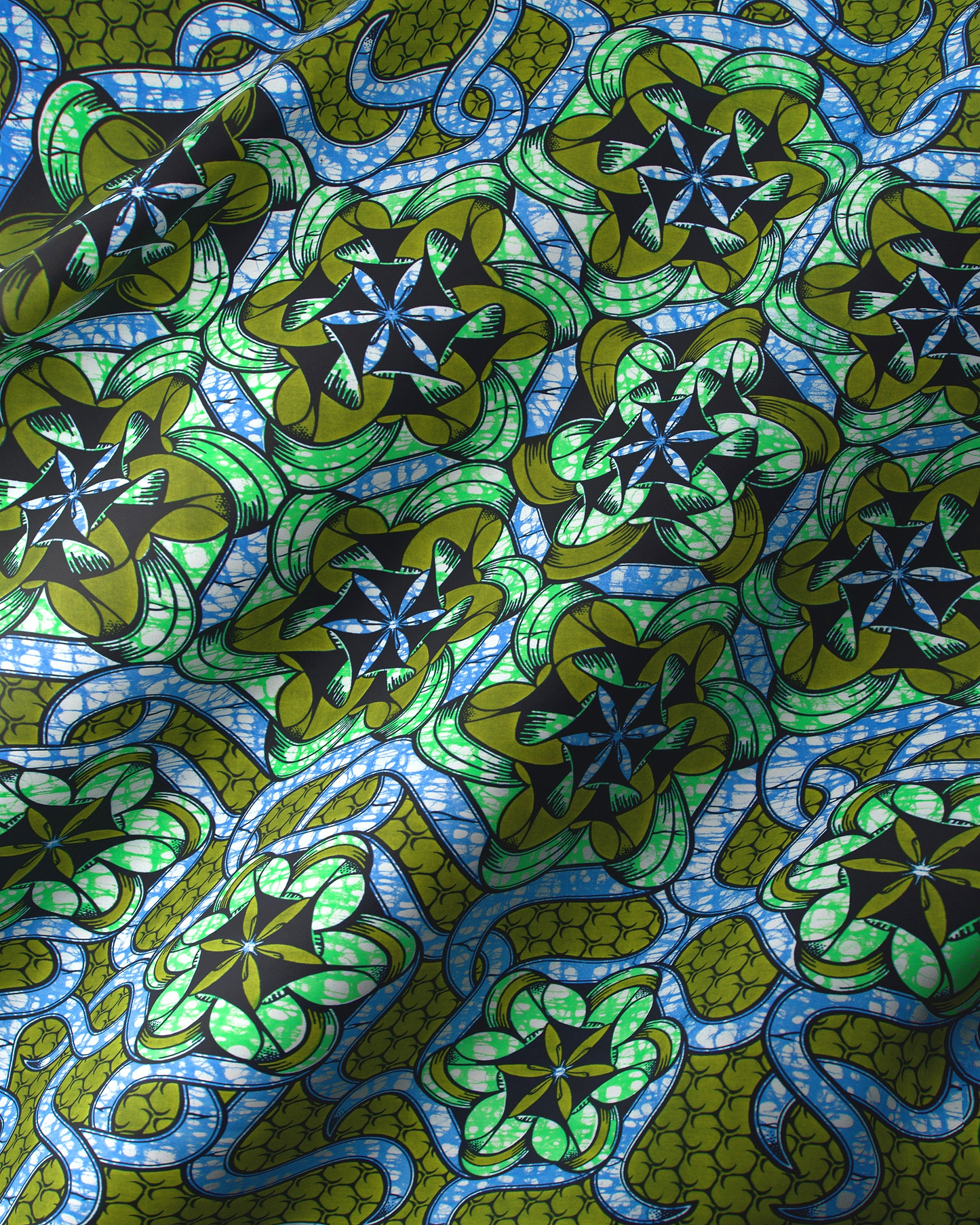 Vibrant green blue patterned african super-wax vls8270.009