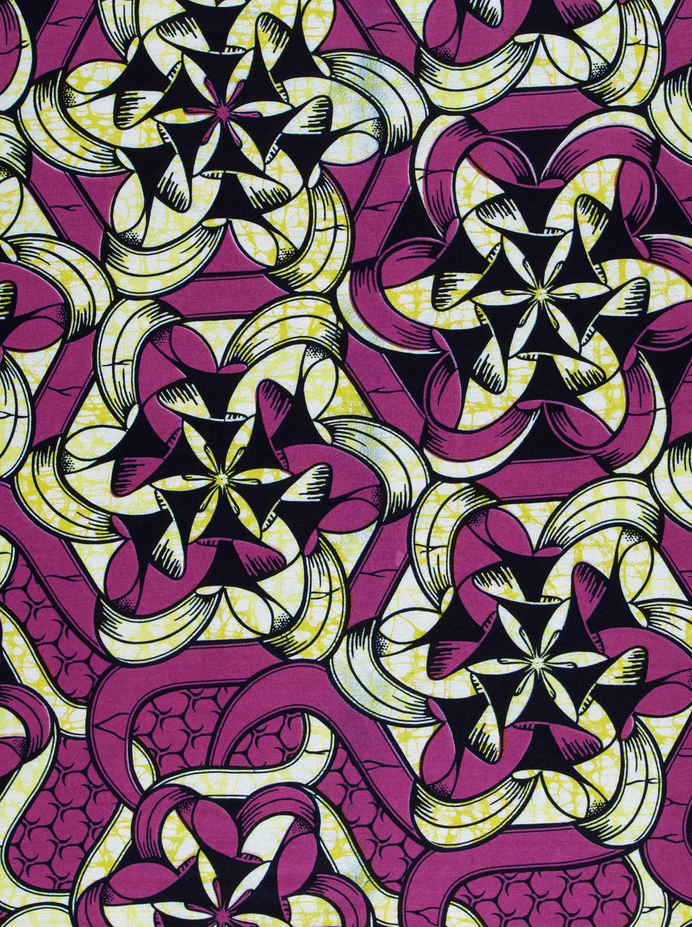 Vibrant purple yellow geometric-patterned fabric super-wax vls8270.010