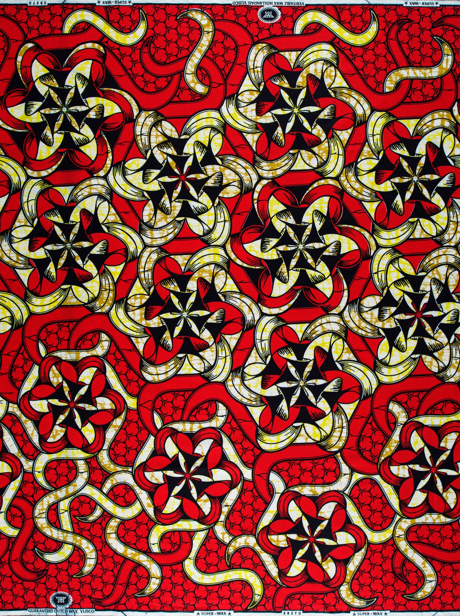 Vibrant red african print fabric super-wax vls8270.011