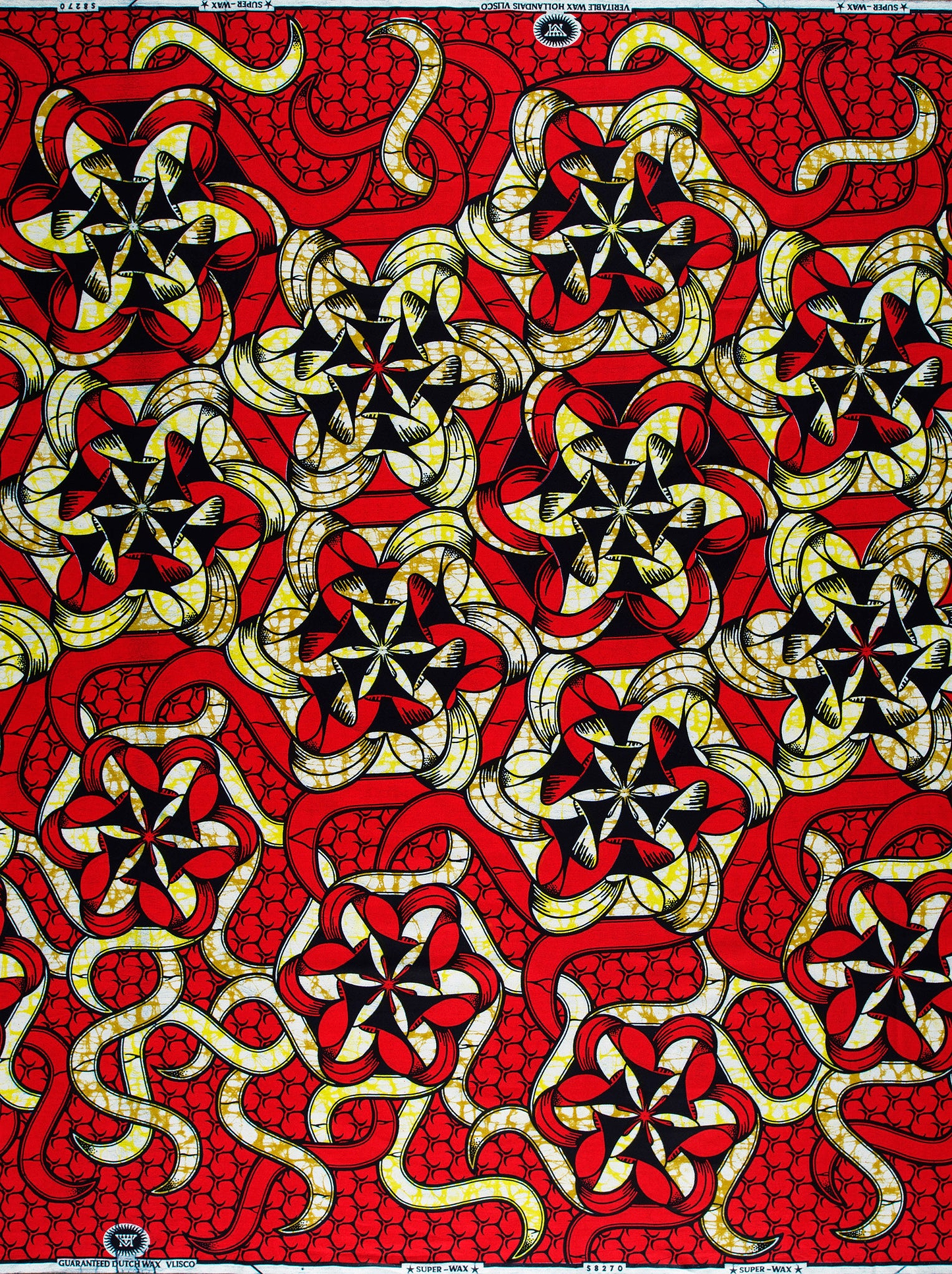Vibrant red african print fabric super-wax vls8270.011
