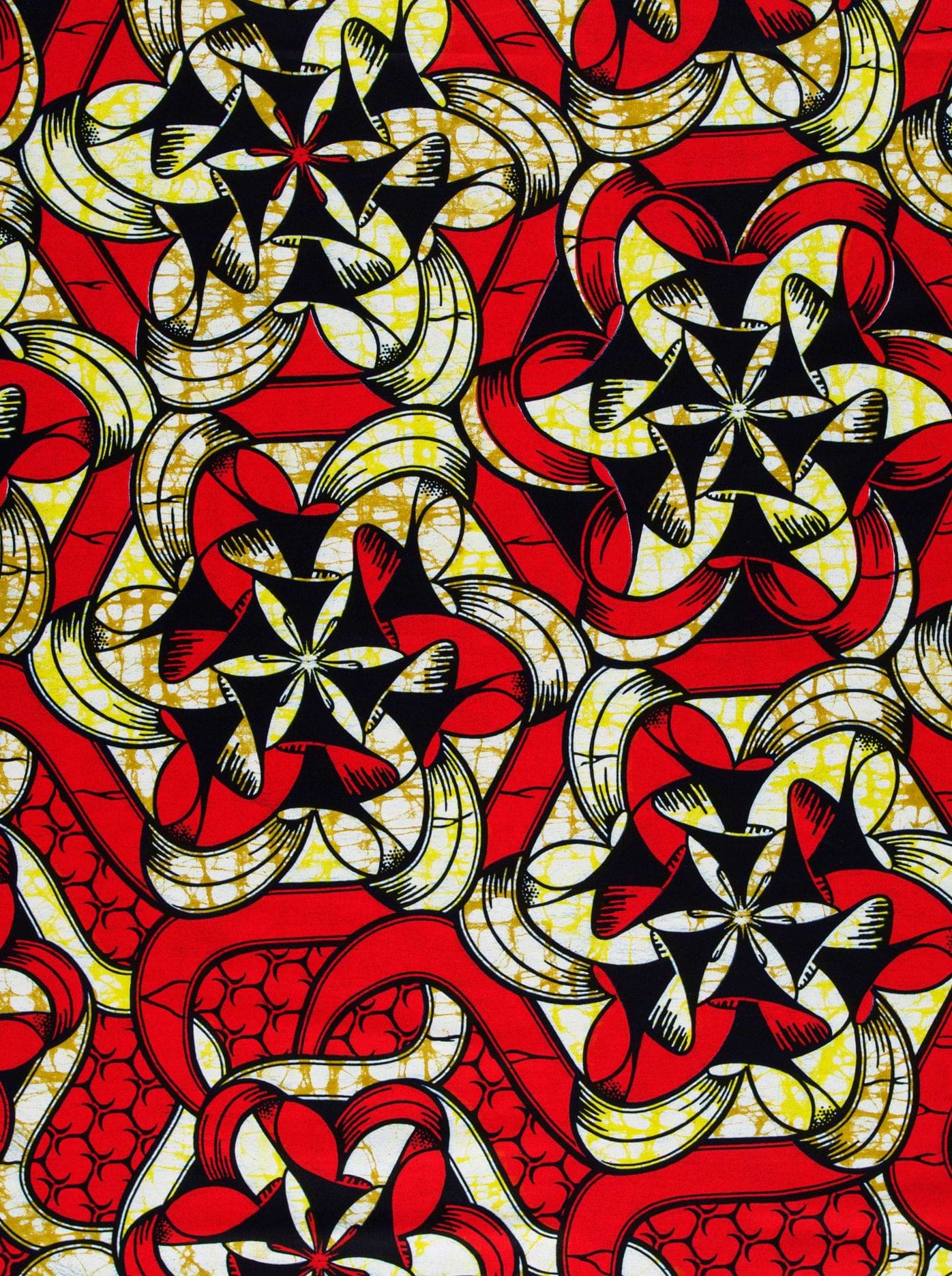 Vibrant red black cream-colored african super-wax vls8270.011