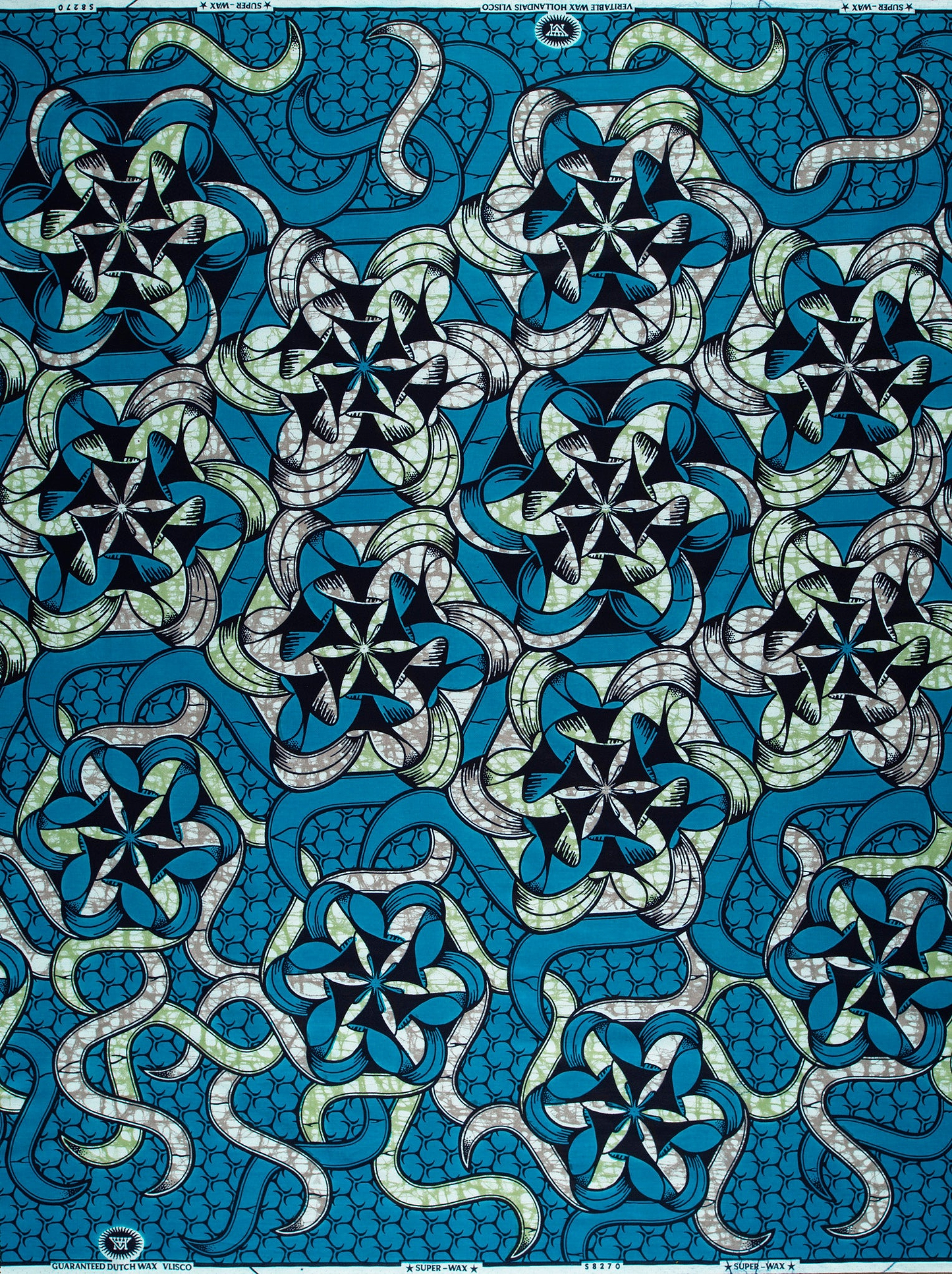 Vibrant blue african print fabric super-wax vls8270.012