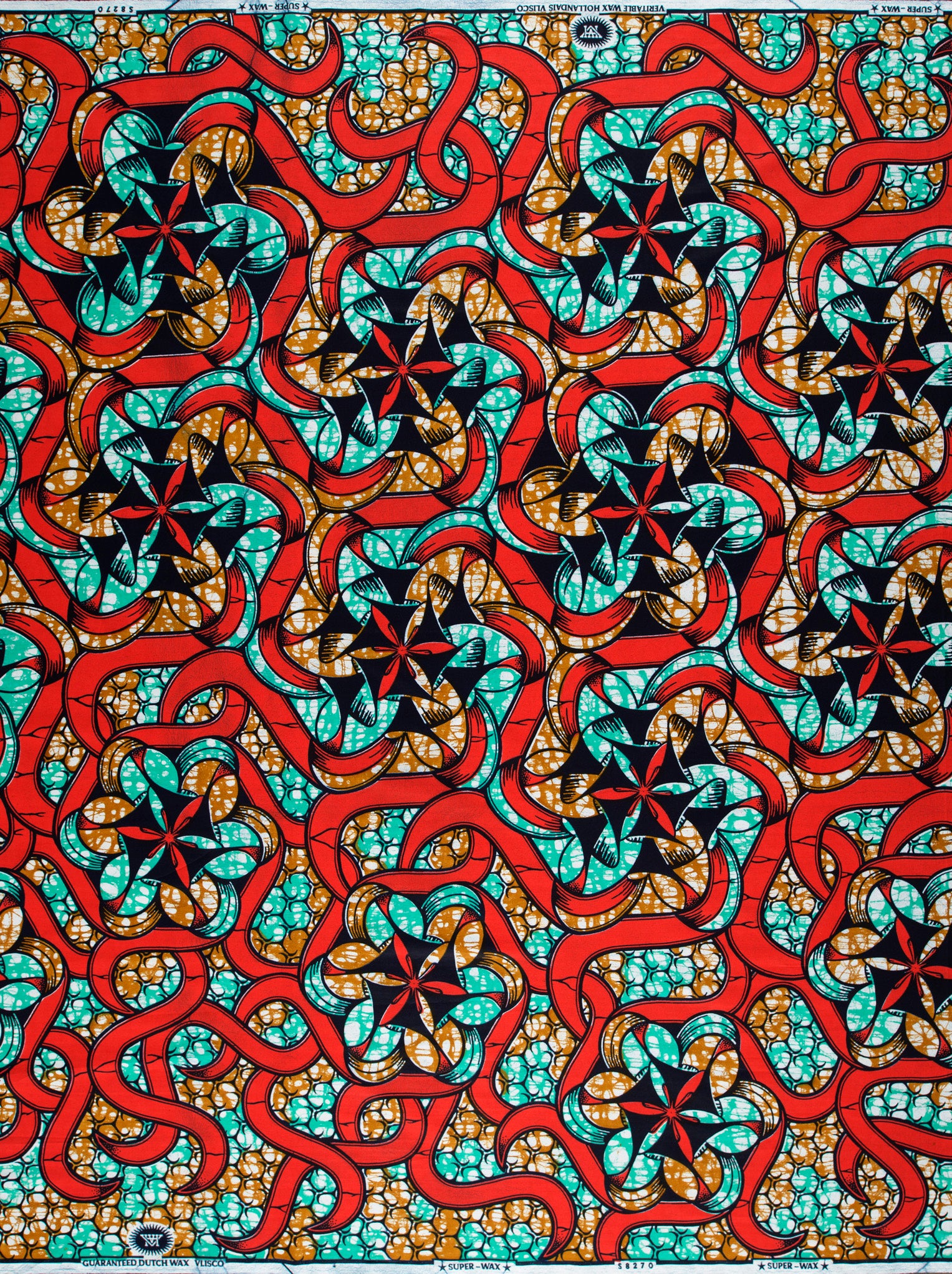 Vibrant red teal gold african super-wax vls8270.013