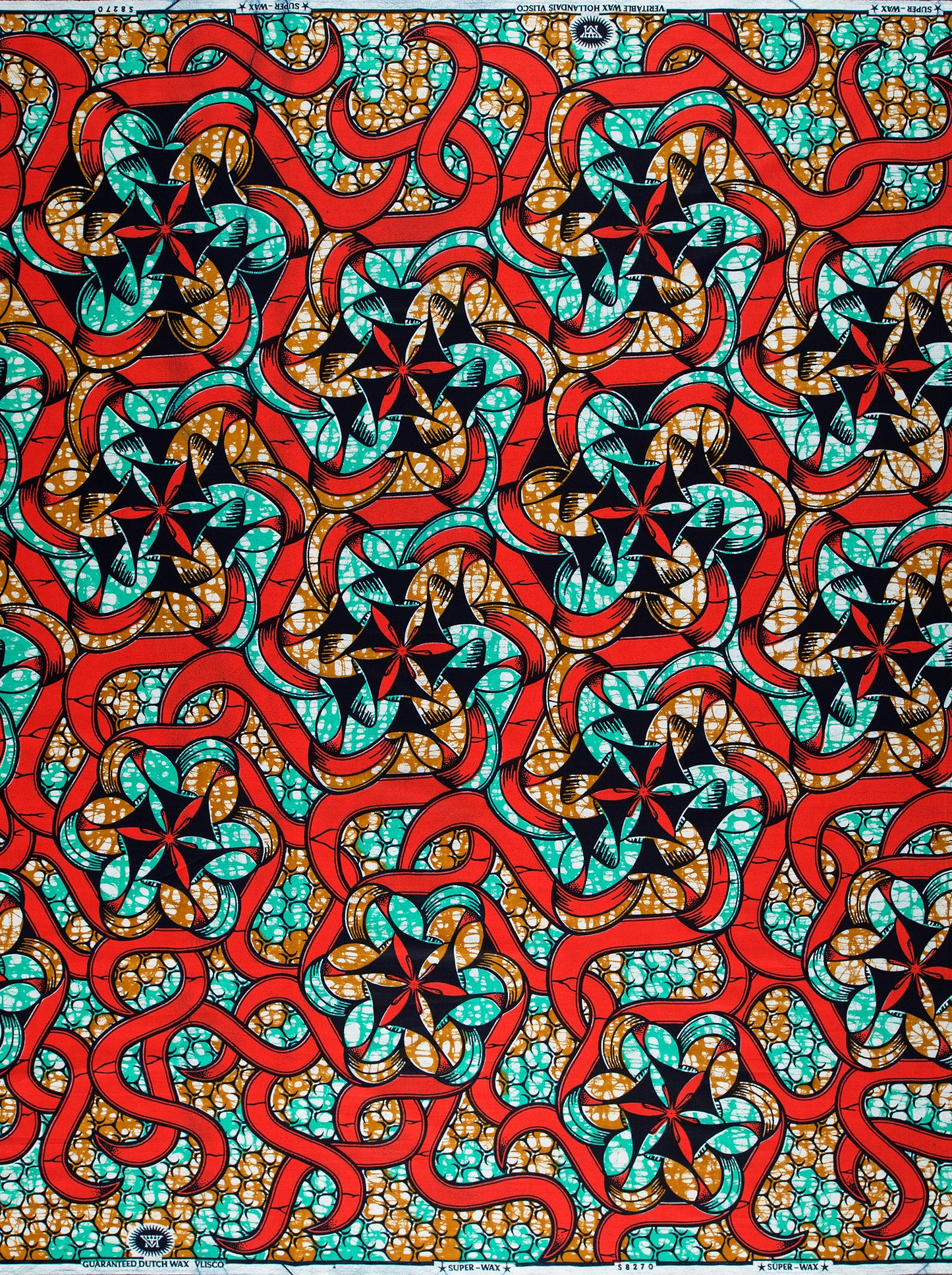 Vibrant red teal gold african super-wax vls8270.013