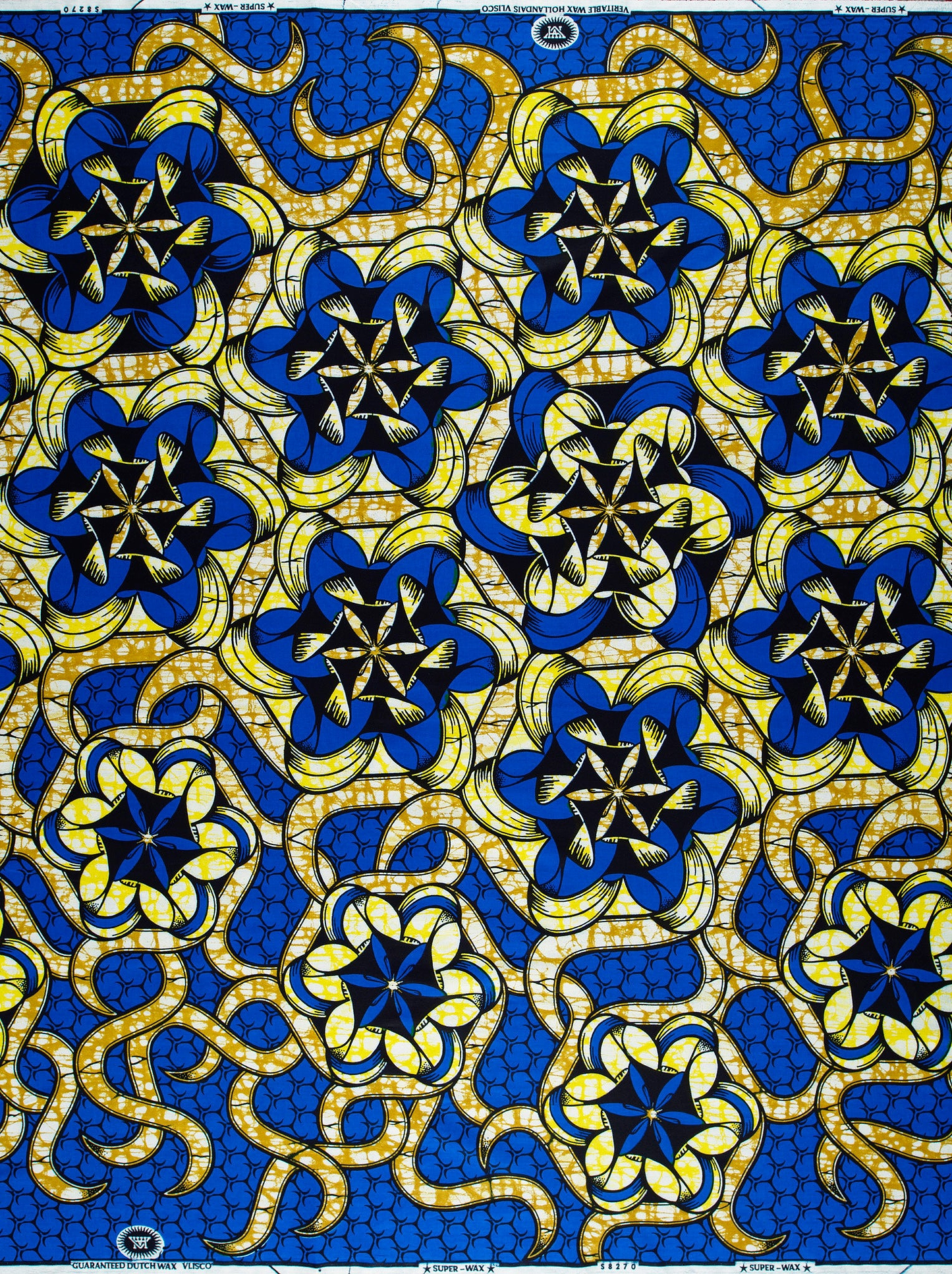 Vibrant blue yellow african print super-wax vls8270.014