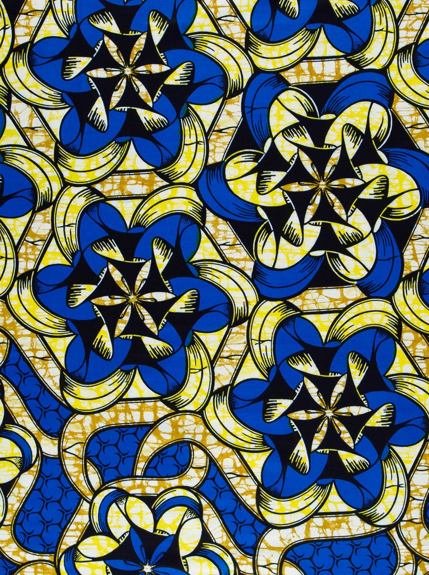Vibrant blue yellow geometric floral super-wax vls8270.014