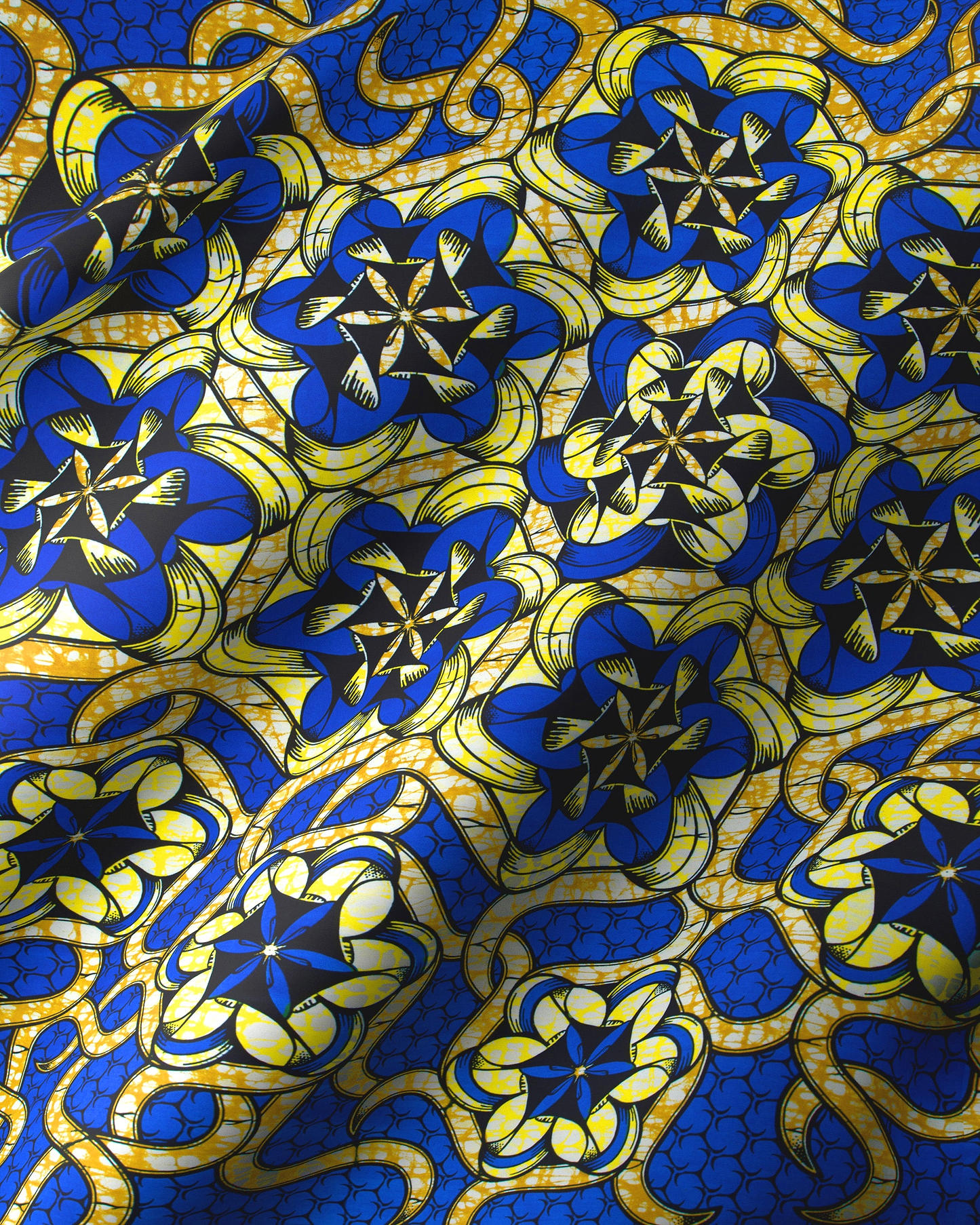 Vibrant blue yellow african print super-wax vls8270.014