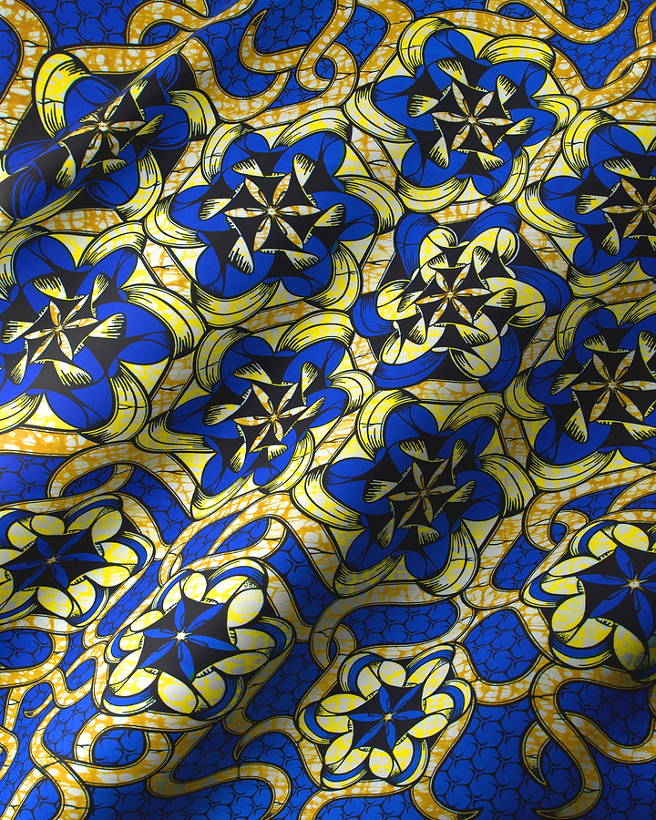Vibrant blue yellow african print super-wax vls8270.014