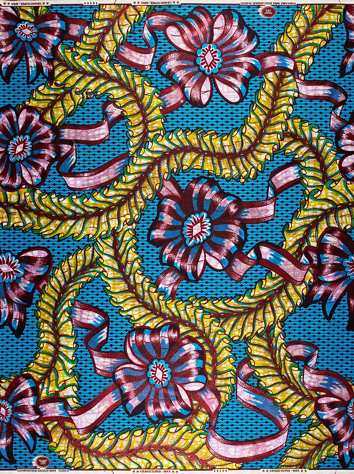 Vibrant blue african print fabric grand super-wax vls8306.001