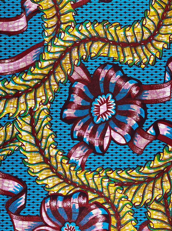 Vibrant blue african print fabric grand super-wax vls8306.001