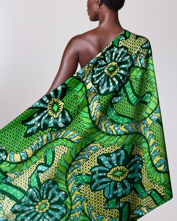 Vibrant green yellow floral-patterned fabric grand super-wax vls8306.002