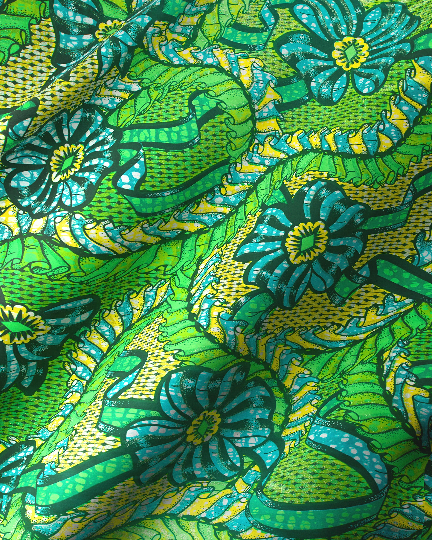 Vibrant green teal floral-patterned fabric grand super-wax vls8306.002