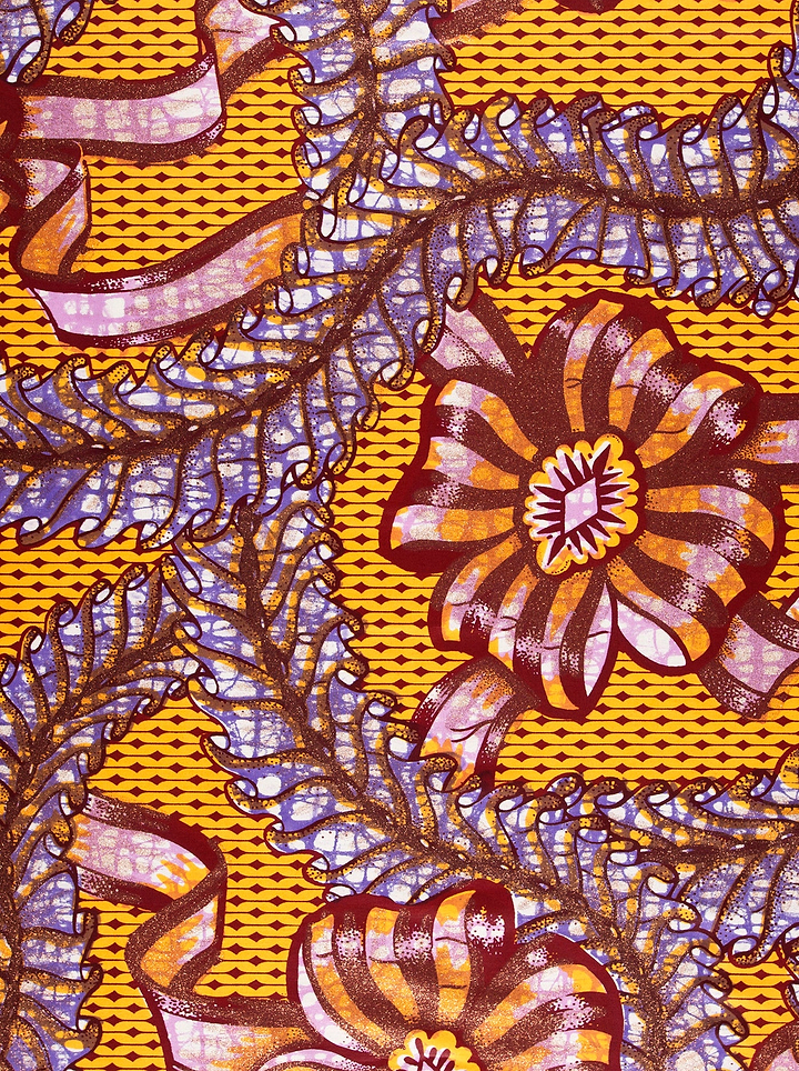 Vibrant orange purple floral-patterned fabric grand super-wax vls8306.003