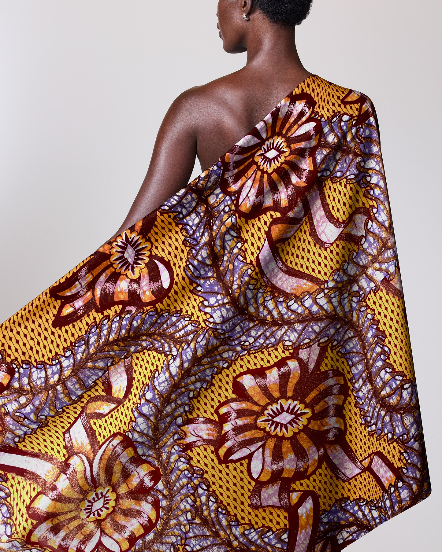 Vibrant yellow brown patterned fabric grand super-wax vls8306.003