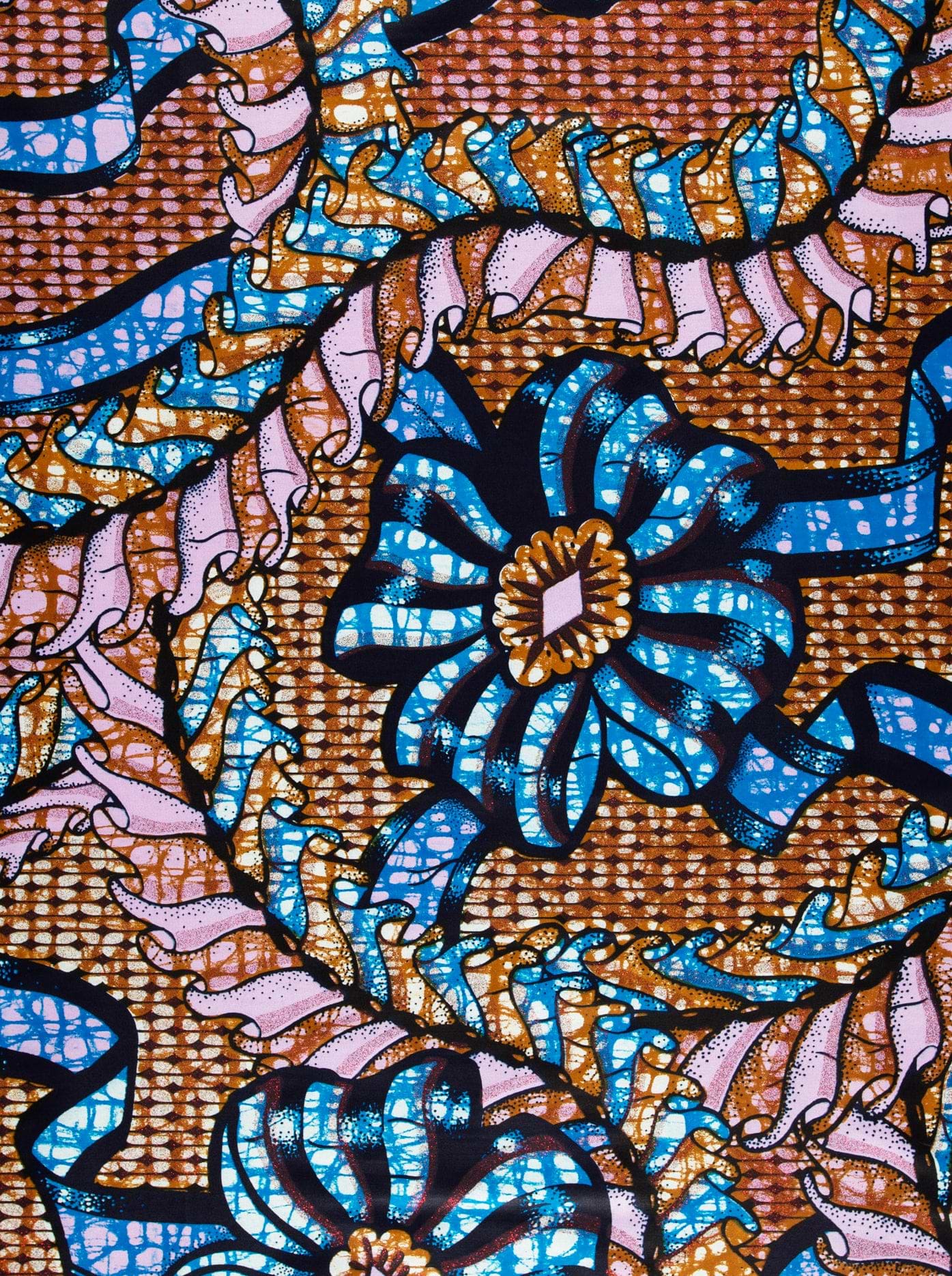 Vibrant blue pink floral-patterned fabric grand super-wax vls8306.005