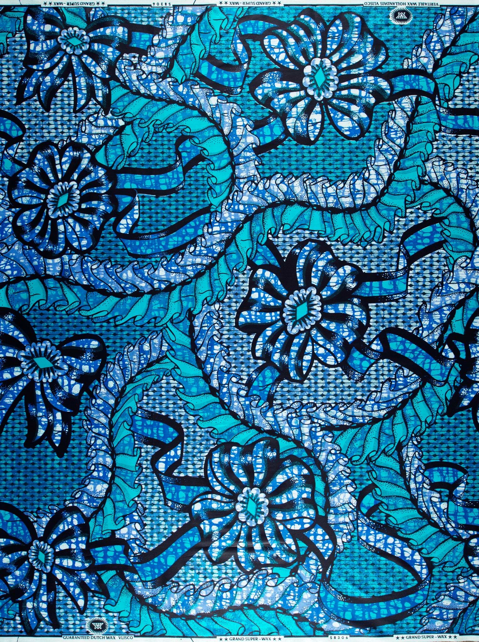 Vibrant turquoise navy blue african grand super-wax vls8306.006