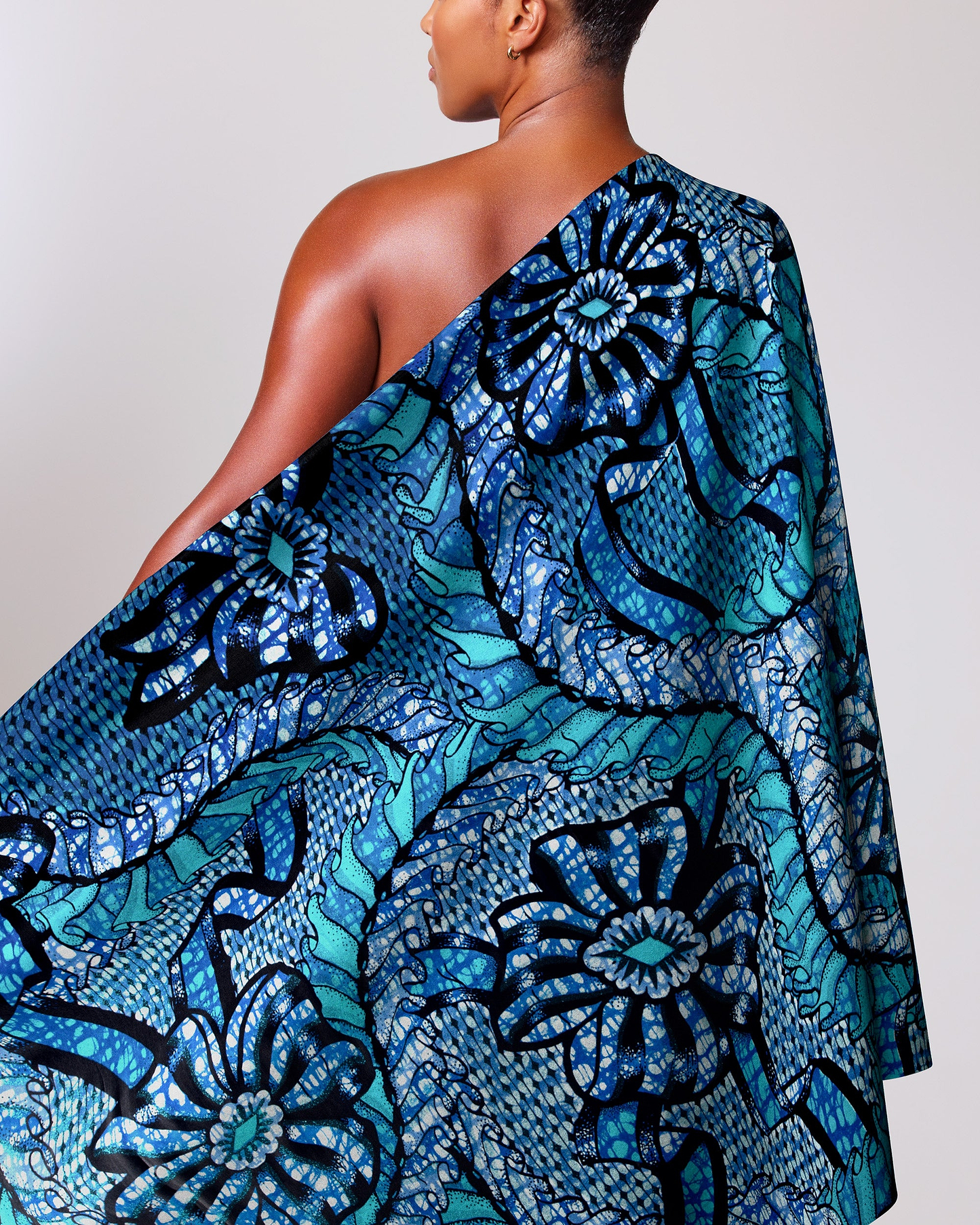 Vibrant blue teal one-shoulder wrap grand super-wax vls8306.006