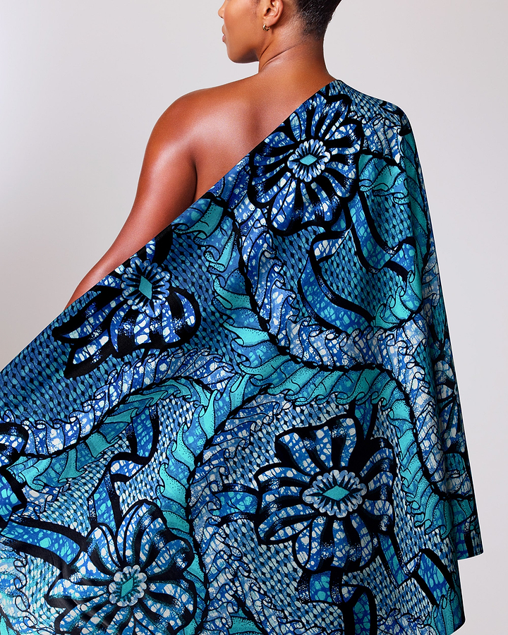 Vibrant blue teal one-shoulder wrap grand super-wax vls8306.006