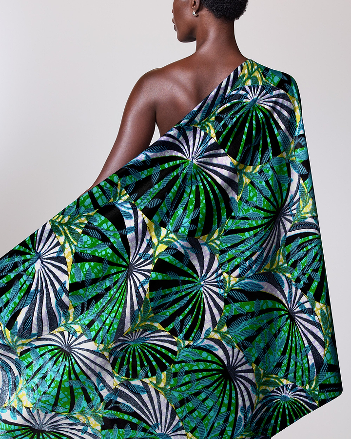 Vibrant green black white patterned grand super-wax vls8722.002