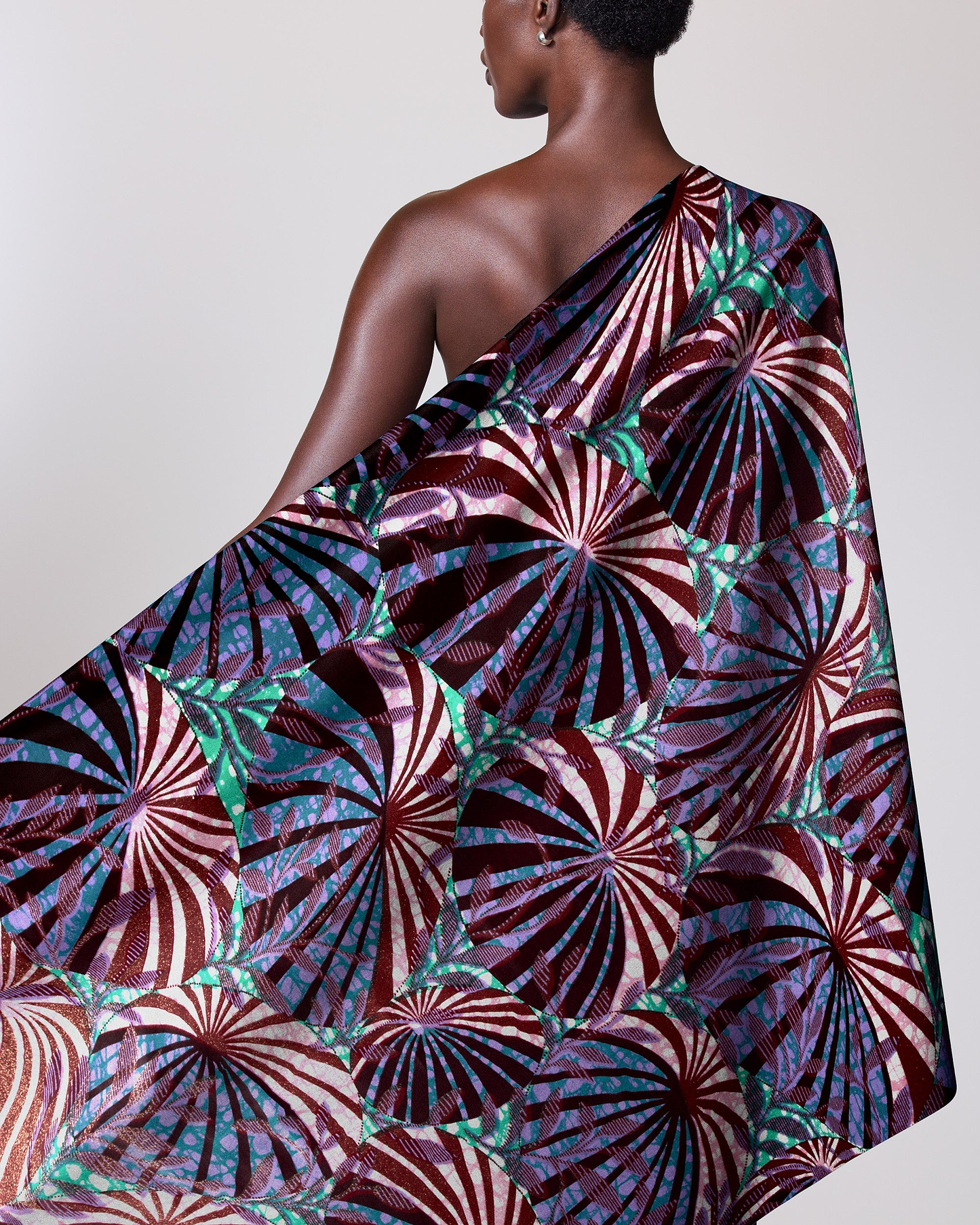 Vibrant one-shoulder wrap dress bold grand super-wax vls8722.003