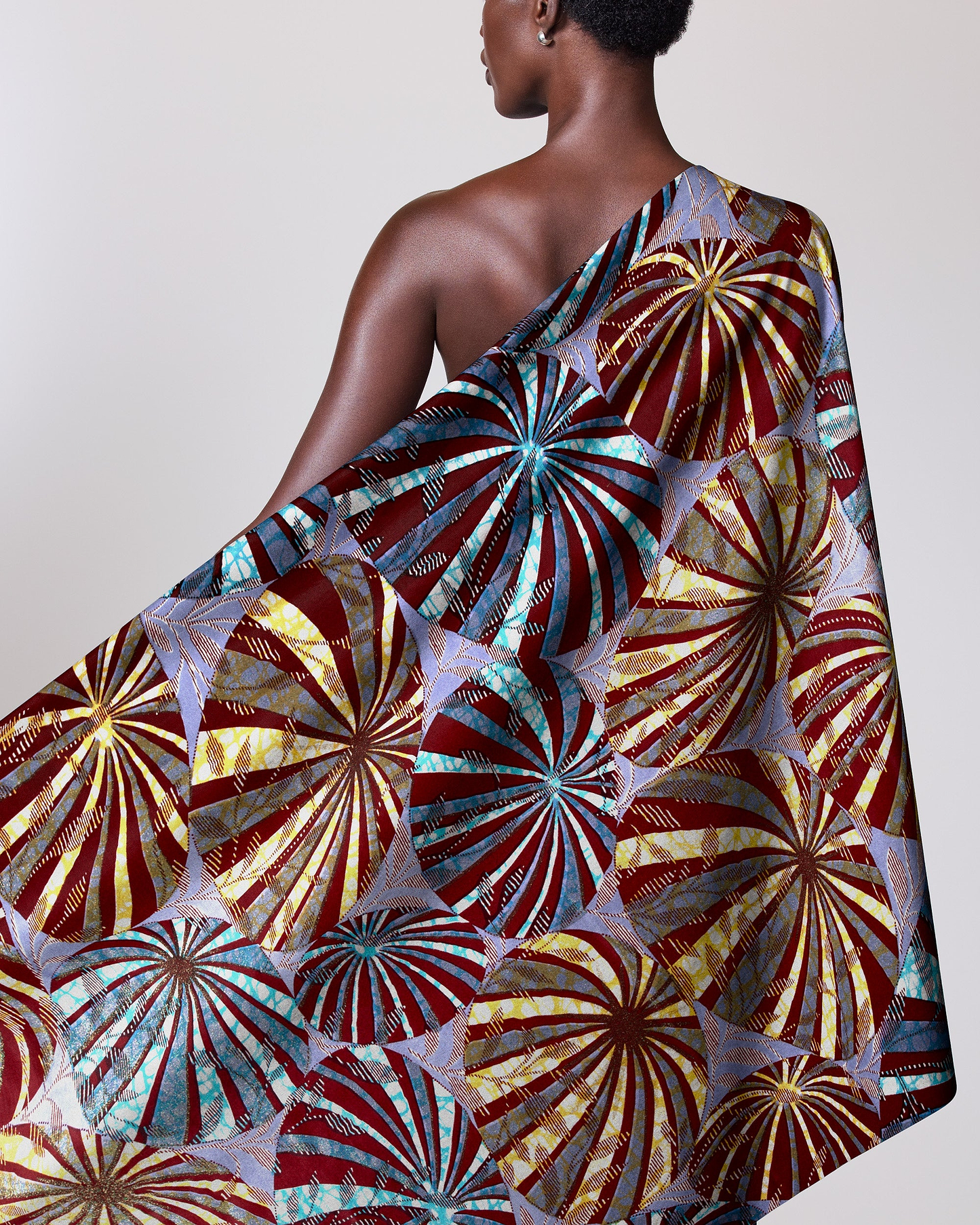 Vibrant one-shoulder wrap dress bold grand super-wax vls8722.006