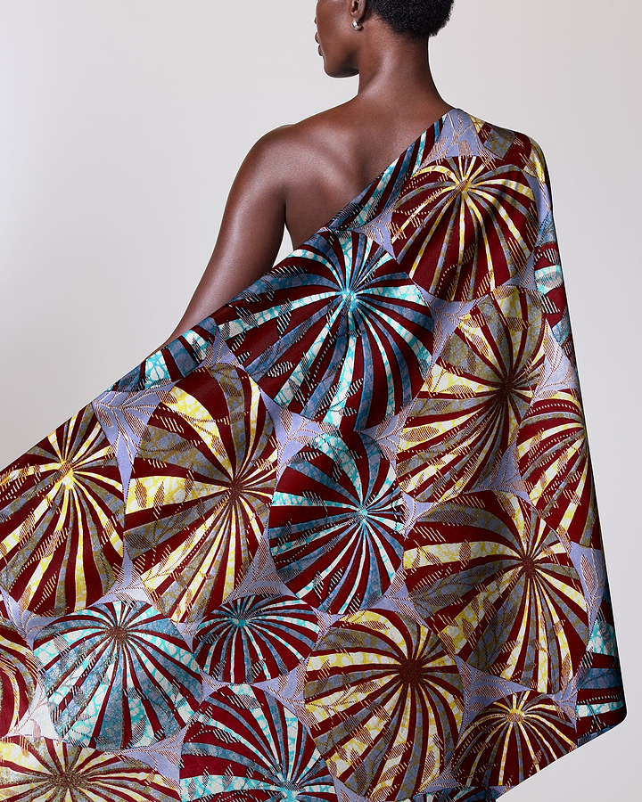 Vibrant one-shoulder wrap dress bold grand super-wax vls8722.006
