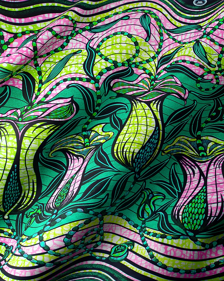 Vibrant pink green black patterned grand super-wax vls9099.001