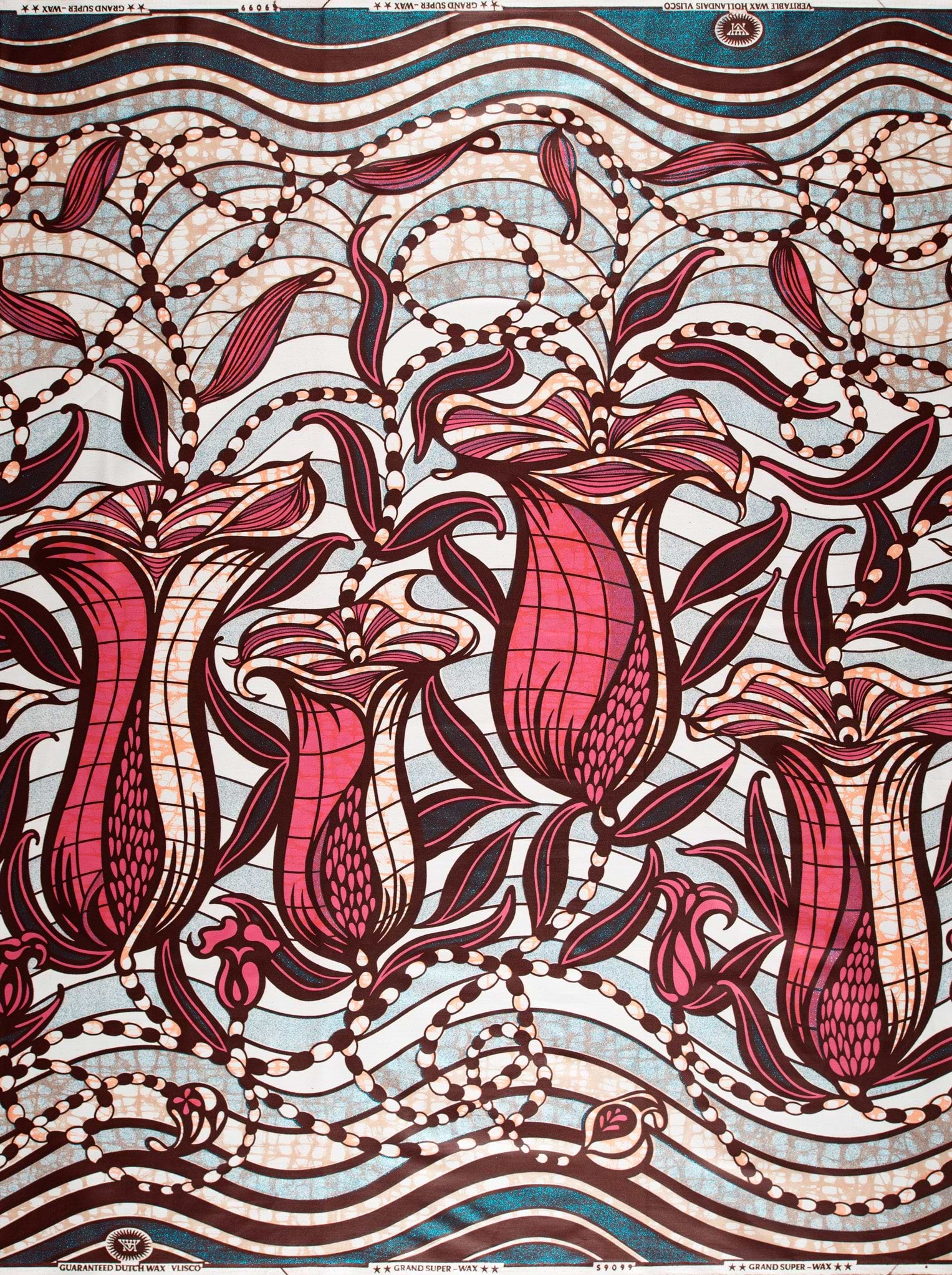 Vibrant red maroon floral-patterned african grand super-wax vls9099.002