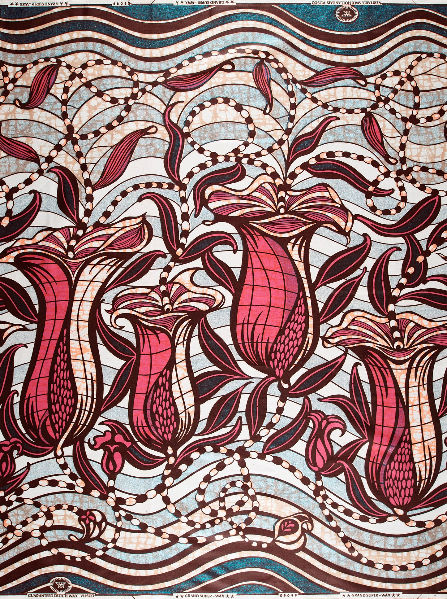 Vibrant red maroon floral-patterned african grand super-wax vls9099.002