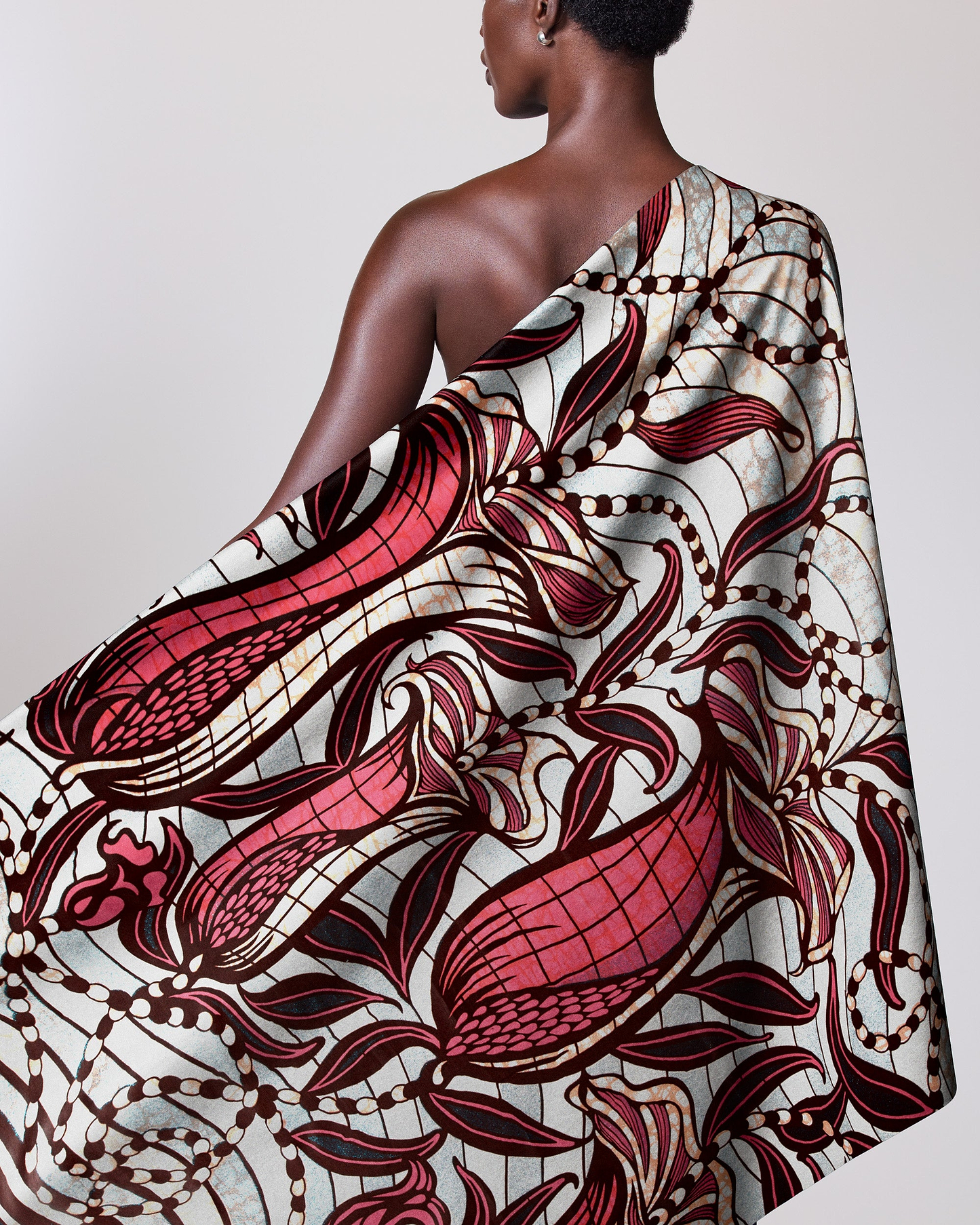 One-shoulder wrap dress vibrant red grand super-wax vls9099.002