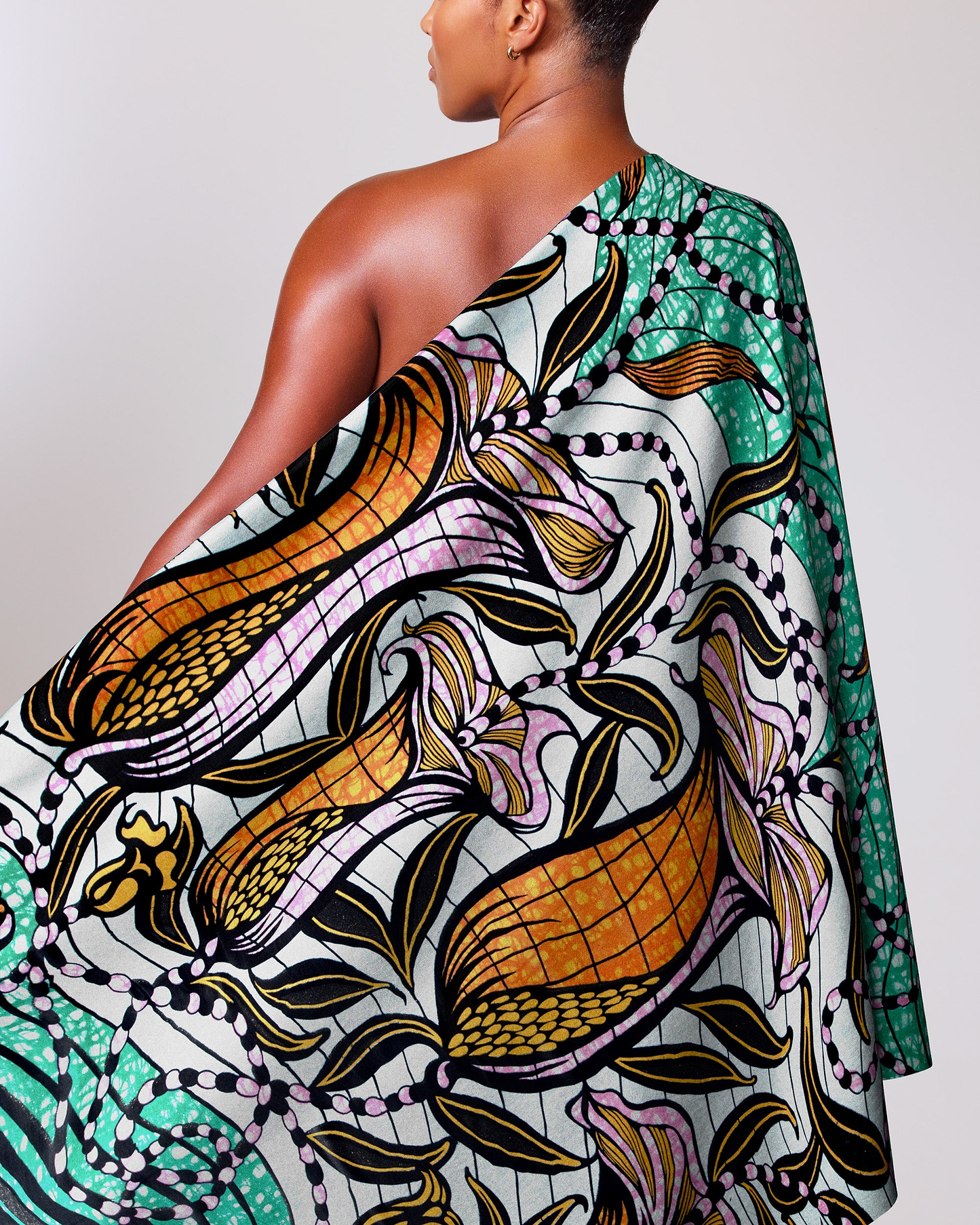 Vibrant one-shoulder wrap dress bold grand super-wax vls9099.003