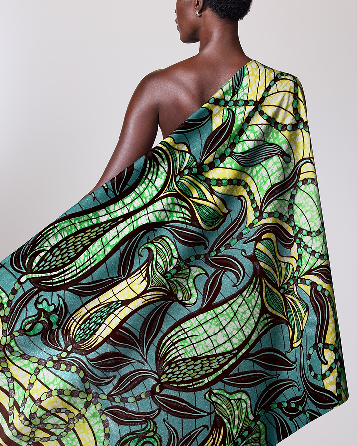 Vibrant green teal african print grand super-wax vls9099.005