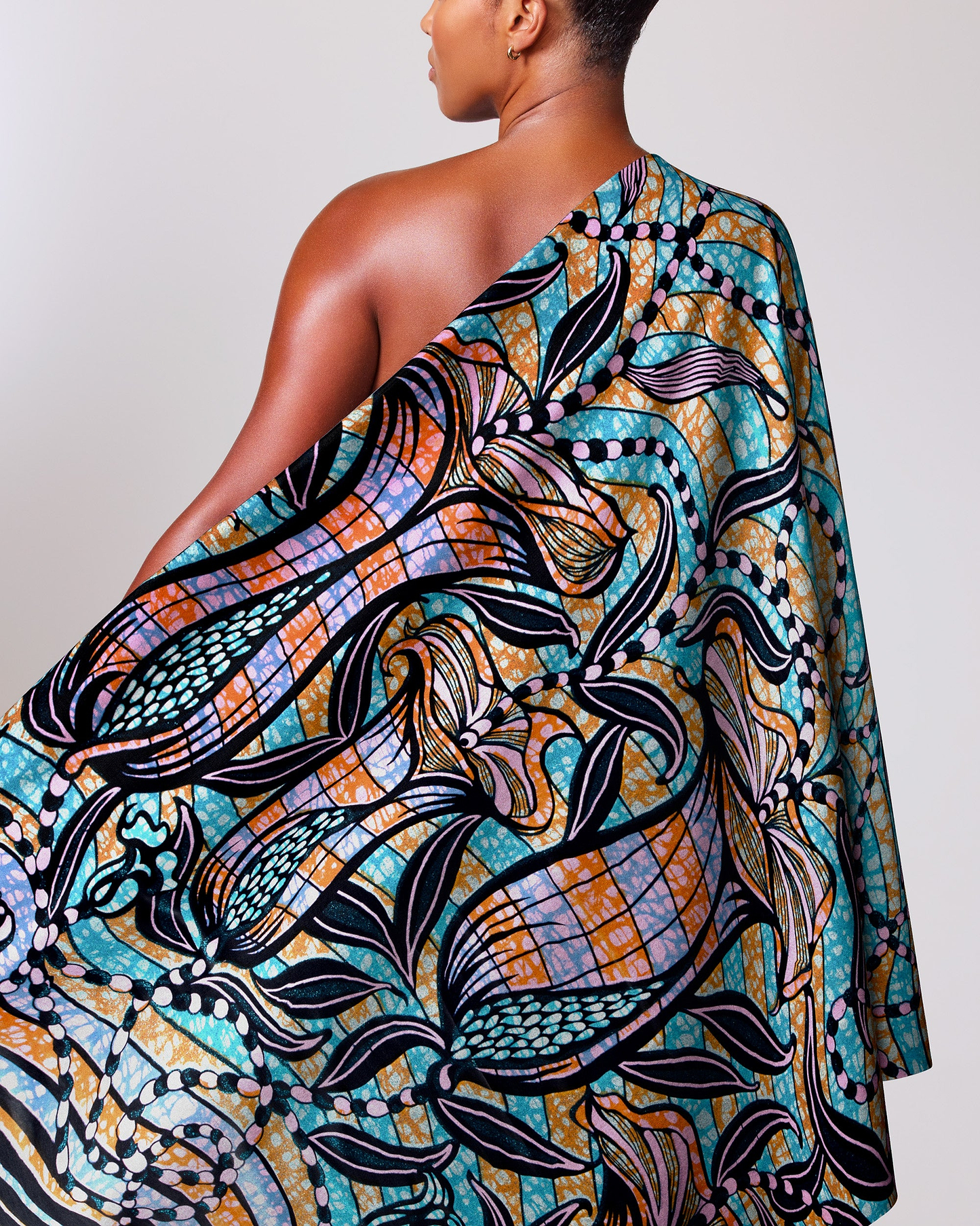 Vibrant one-shoulder wrap dress bold grand super-wax vls9099.006