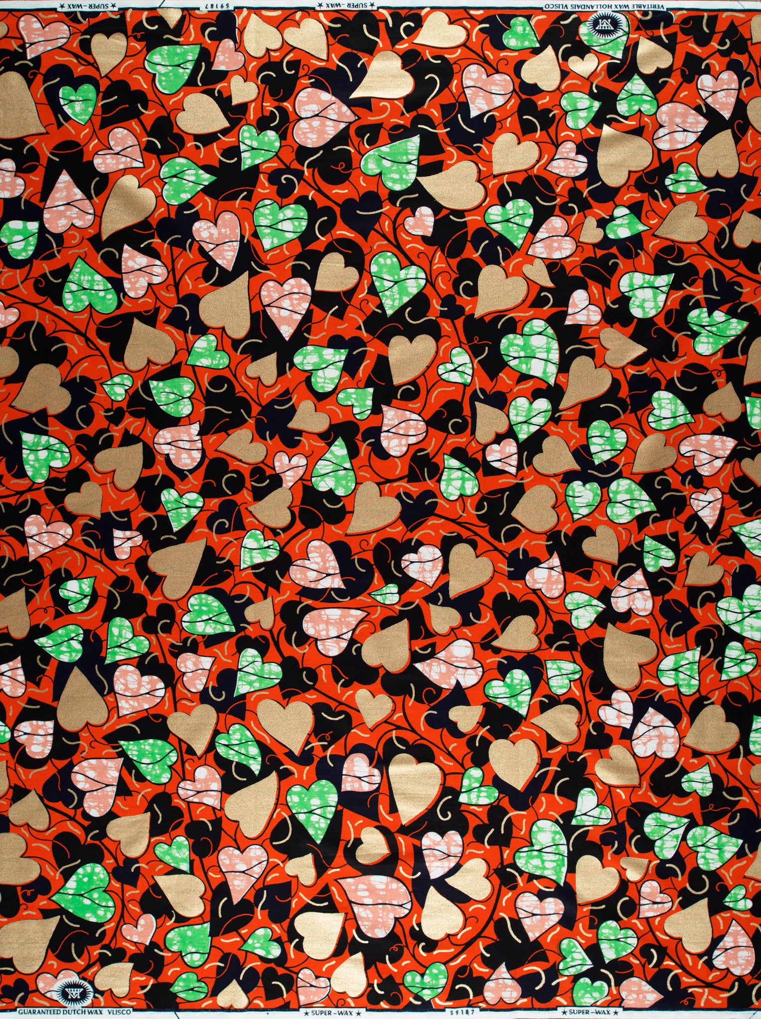 Vibrant orange fabric dense pattern super-wax vls9187.018