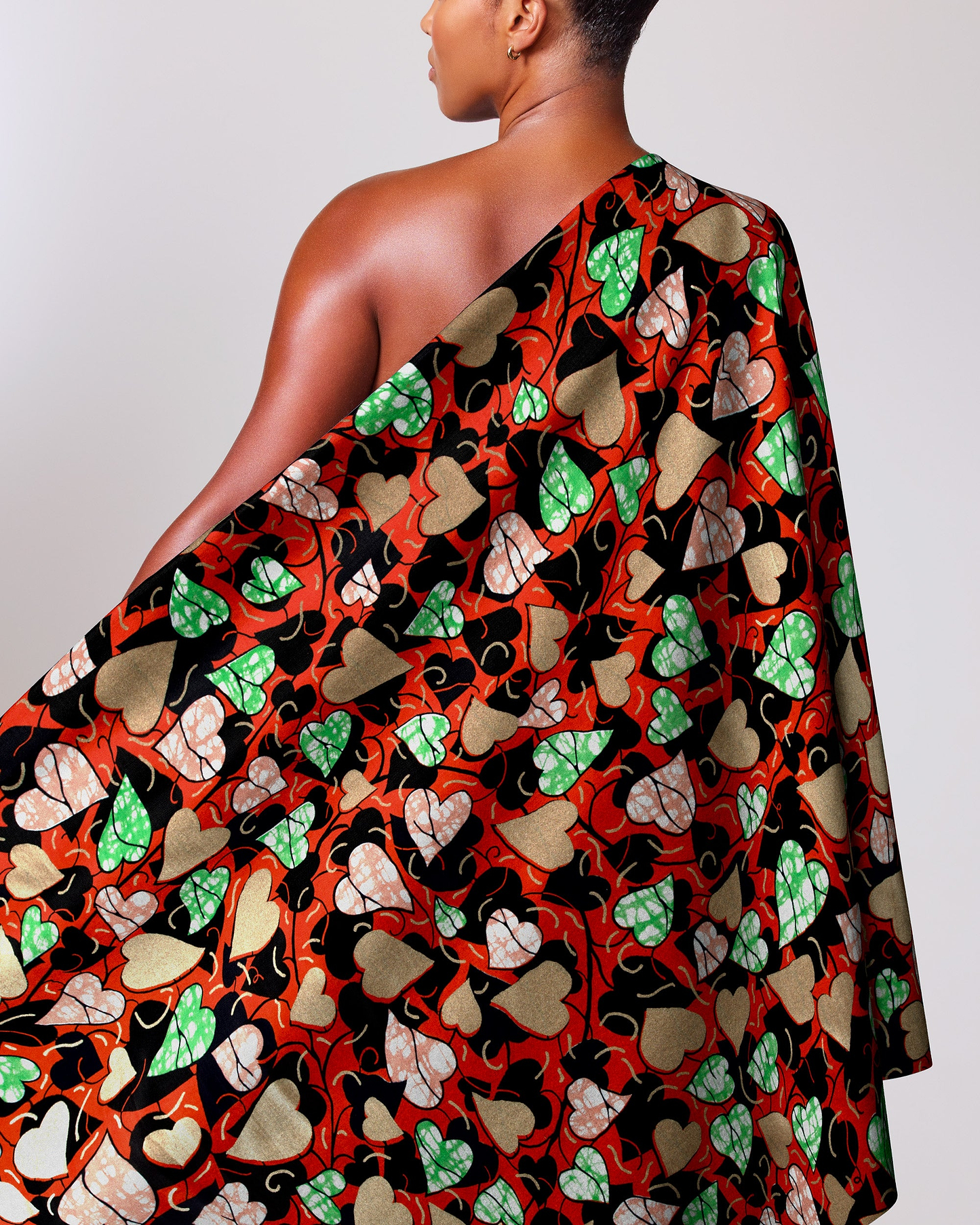 Vibrant red one-shoulder dress adorned super-wax vls9187.018