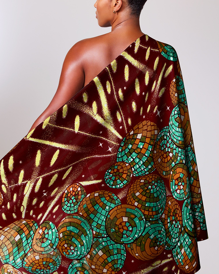Vibrant one-shoulder dress rich maroon grand super-wax vls9592.005