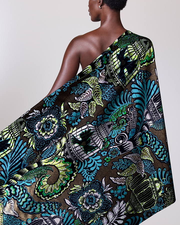 Vibrant one-shoulder wrap dress bold grand super-wax vls9903.012
