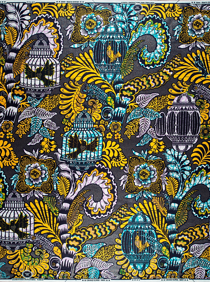 Vibrant patterned fabric ornate birdcages grand super-wax vls9903.013