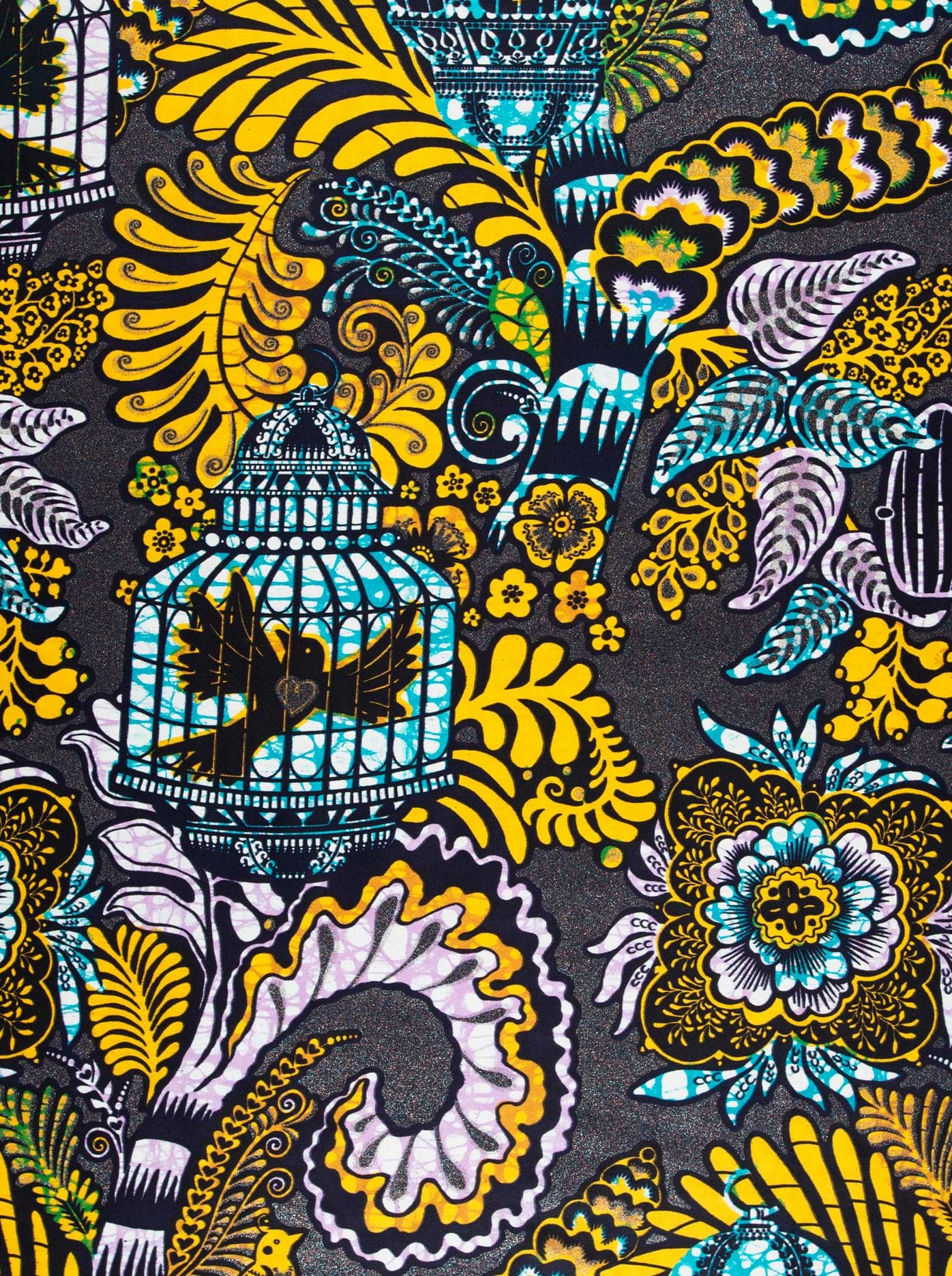 Vibrant yellow teal birdcage intricate grand super-wax vls9903.013