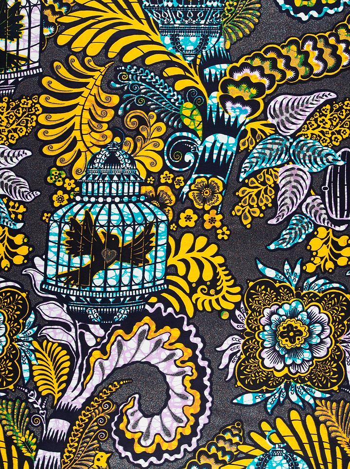 Vibrant yellow teal birdcage intricate grand super-wax vls9903.013