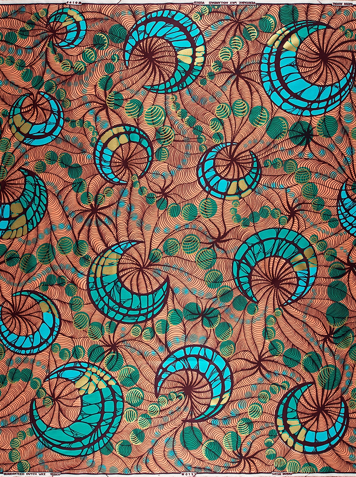 Vibrant orange african print fabric satin royal vlw0192.002