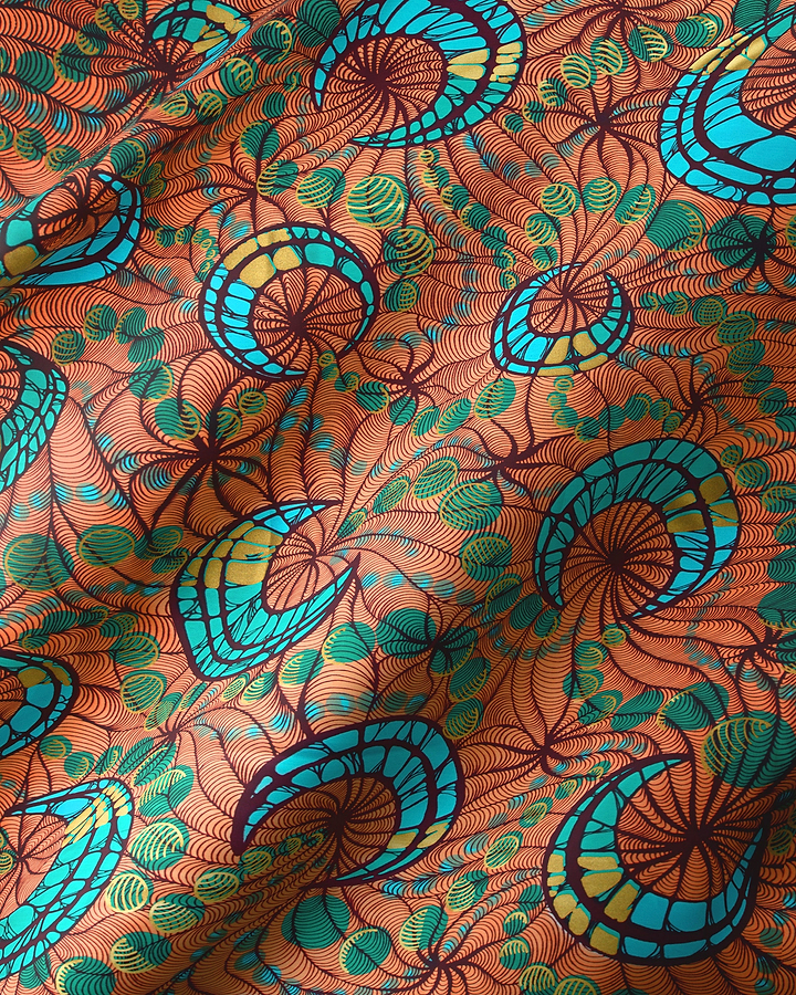 Vibrant orange fabric intricate teal satin royal vlw0192.002