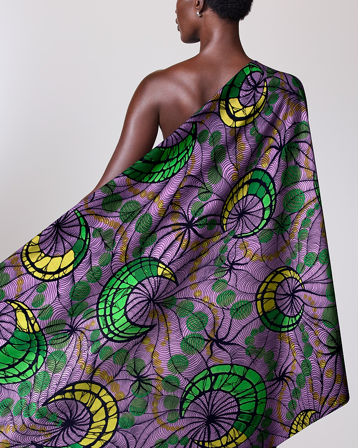 Vibrant purple green yellow patterned satin royal vlw0192.003