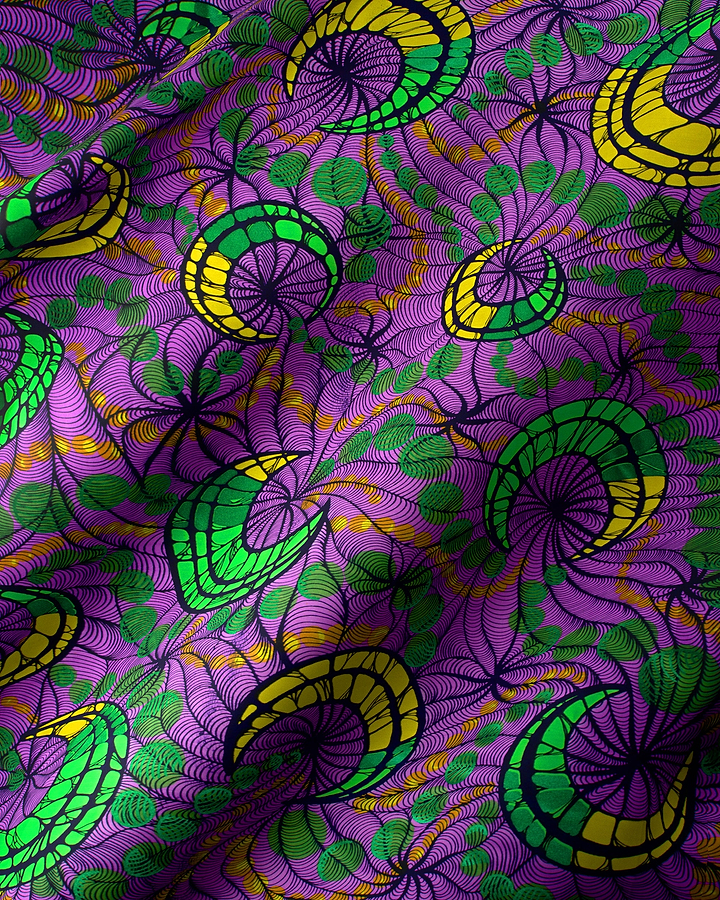 Vibrant purple green yellow patterned satin royal vlw0192.003