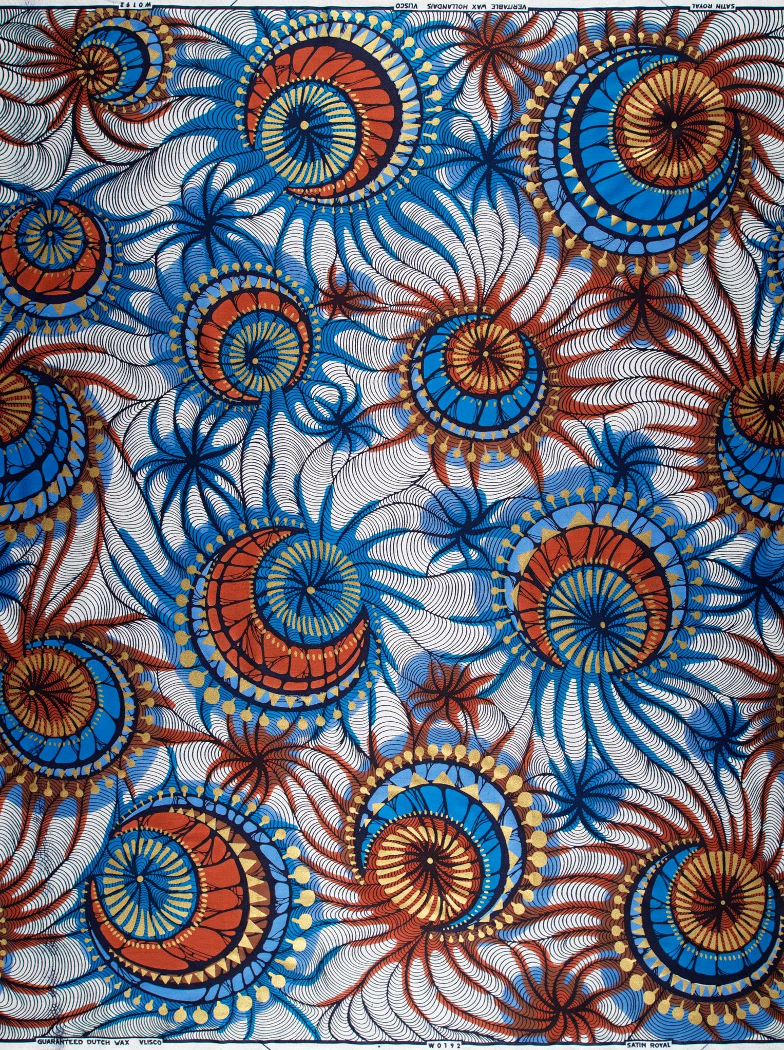 Vibrant blue orange brown circular satin royal vlw0192.004